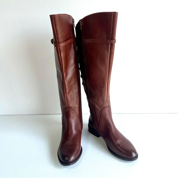 Beautiful Gianni Bini Chain Back Tall Wide Calf Leather Boots •Size Women’s 7M 🍁 - Picture 10 of 16